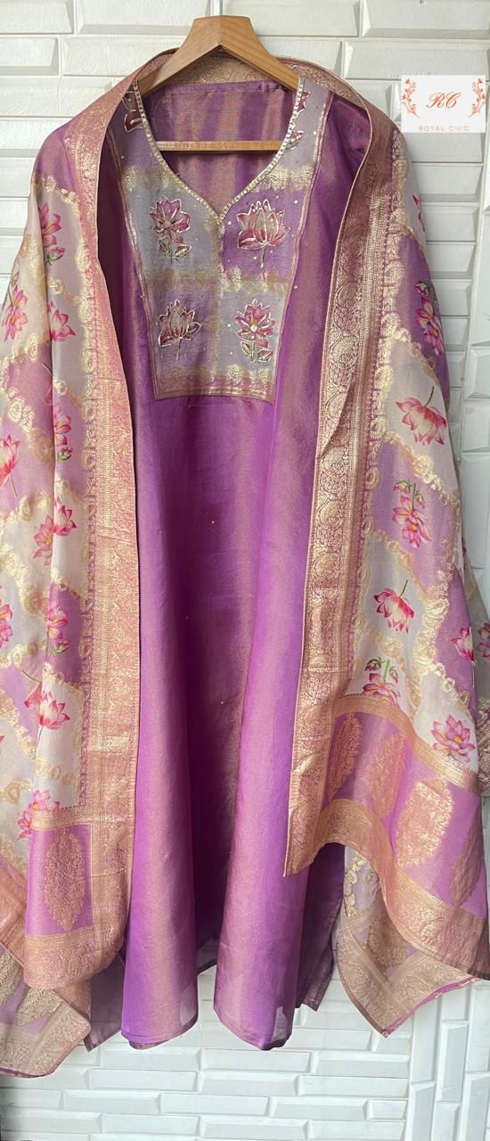 Pure Shimmer Silk Unstitched Ladies Suit Rc 12686