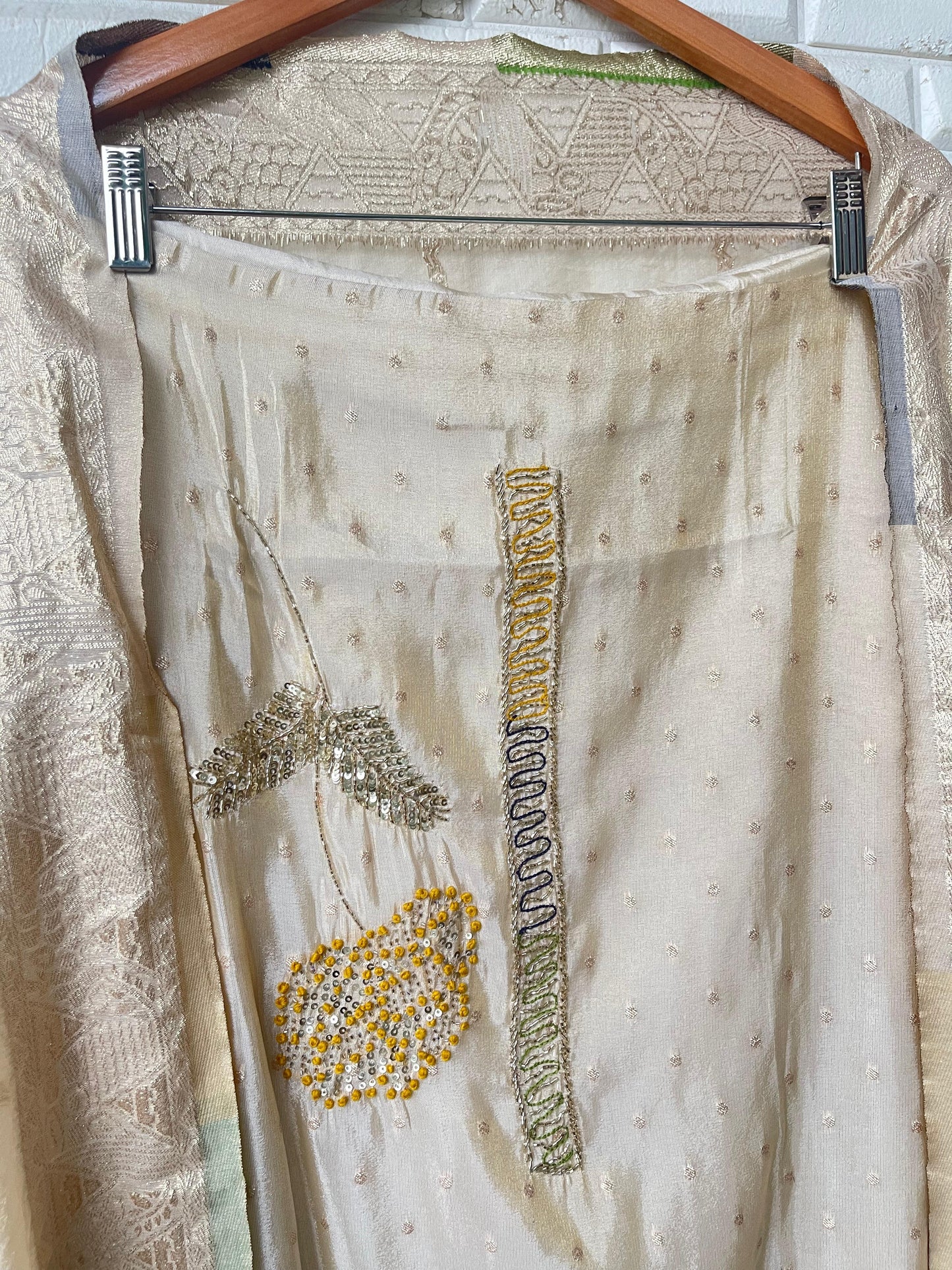 Banarasi shimmer silk unstitched ladies suit Rc17671