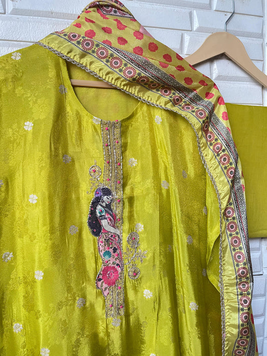 Shimmer silk unstitched ladies suit Rc17516 (b)