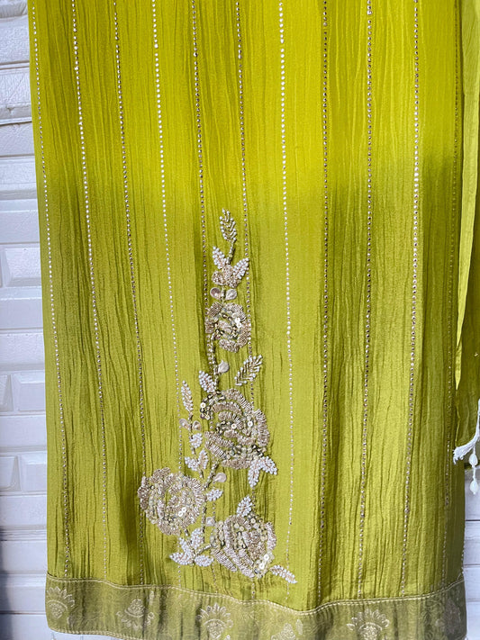 Shimmer crushed tissue unstitched ladies suit Rc17637