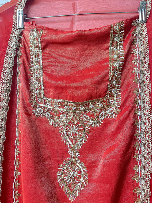 Shimmer silk unstitched ladies suit Rc17672