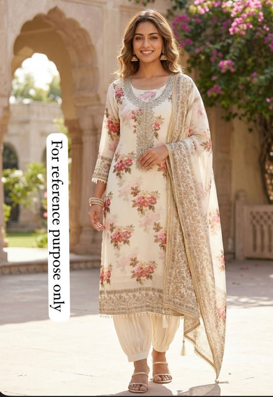 Organza printed unstitched ladies suit Rc18538