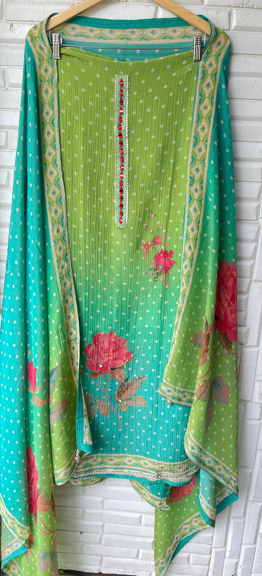 Crushed shimmer tissue unstitched ladies suit Rc17777 (c)