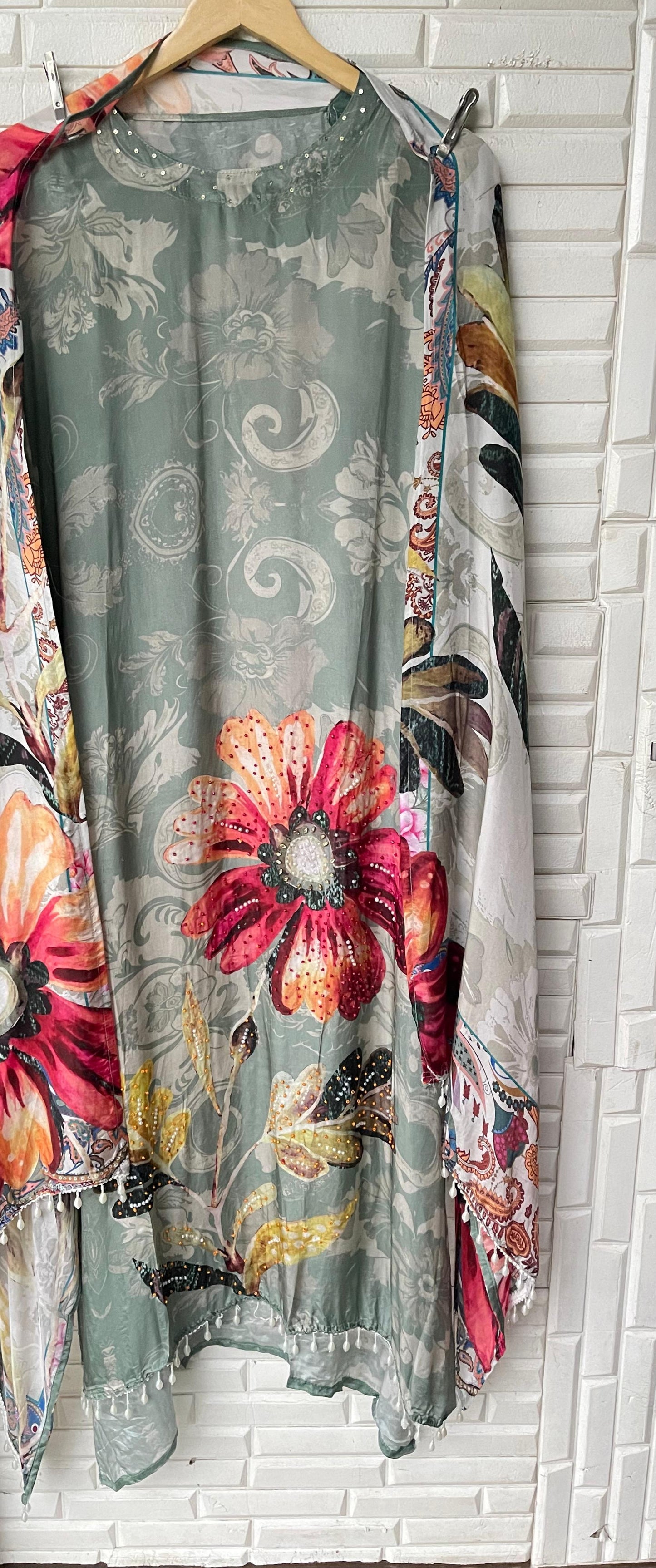 Muslin silk unstitched ladies suit Rc17362