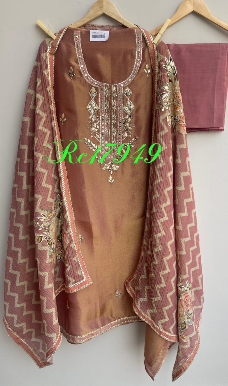 Shimmer silk unstitched ladies suit Rc17949