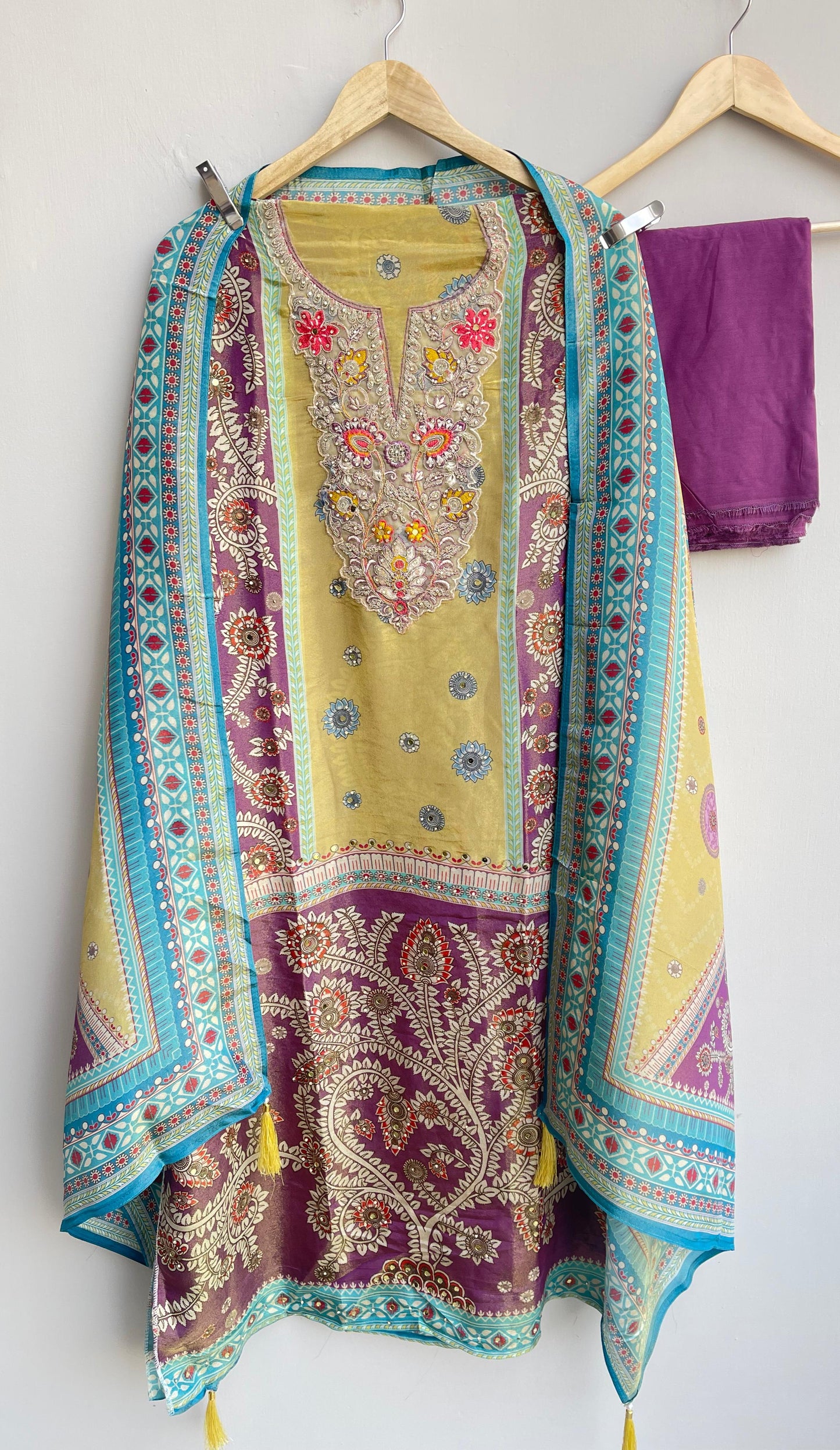 Shimmer silk unstitched ladies suit Rc17920