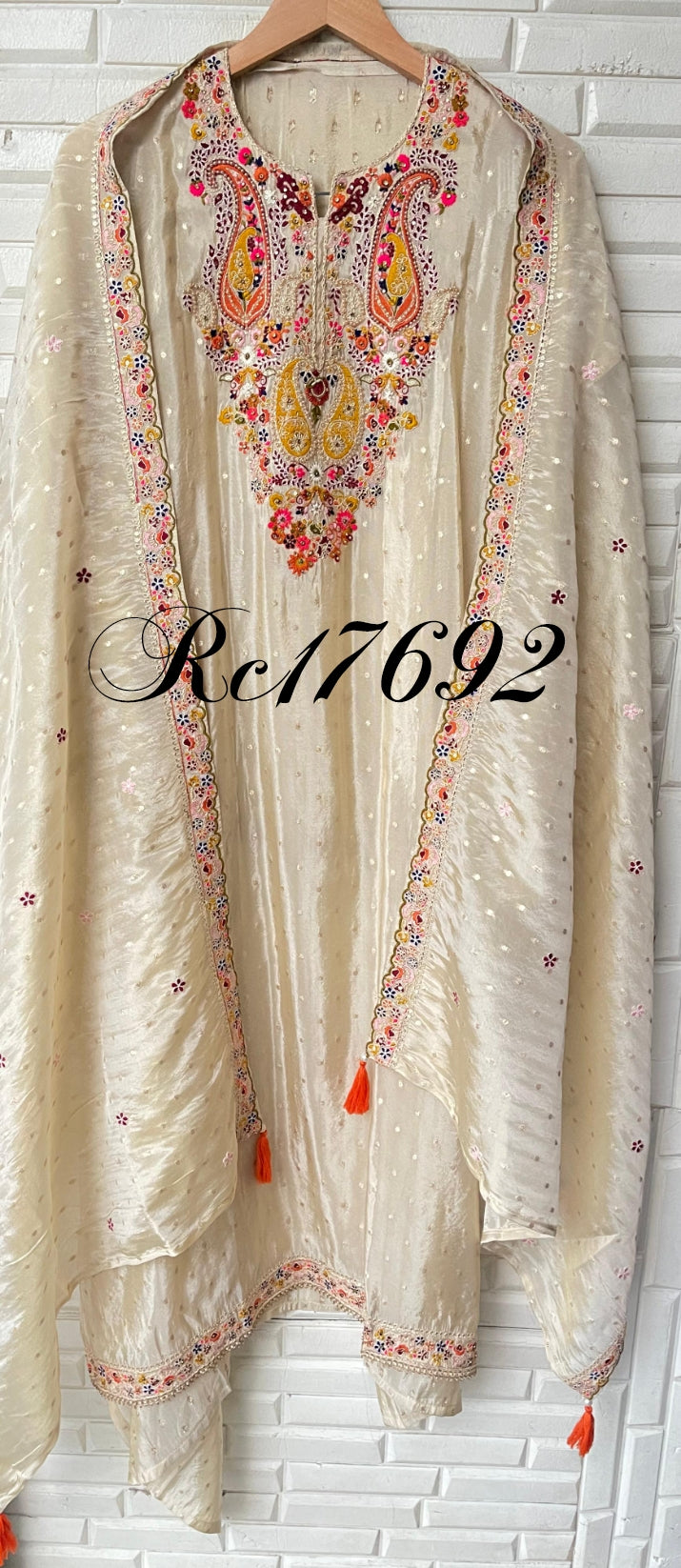 Banarasi shimmer silk unstitched ladies suit Rc17962
