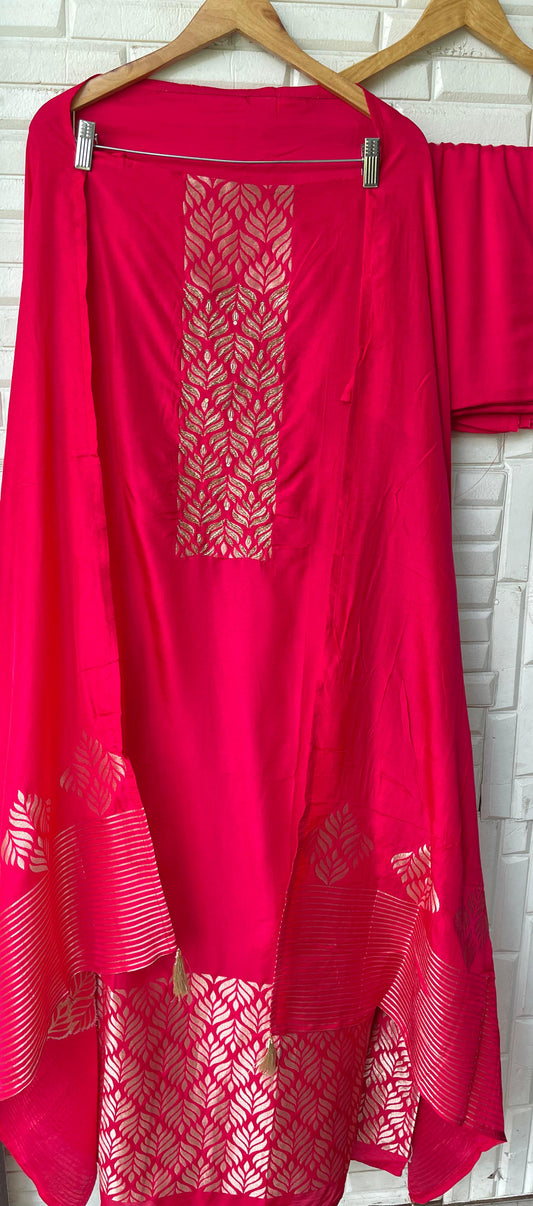 Banarasi silk unstitched ladies suit Rc17686