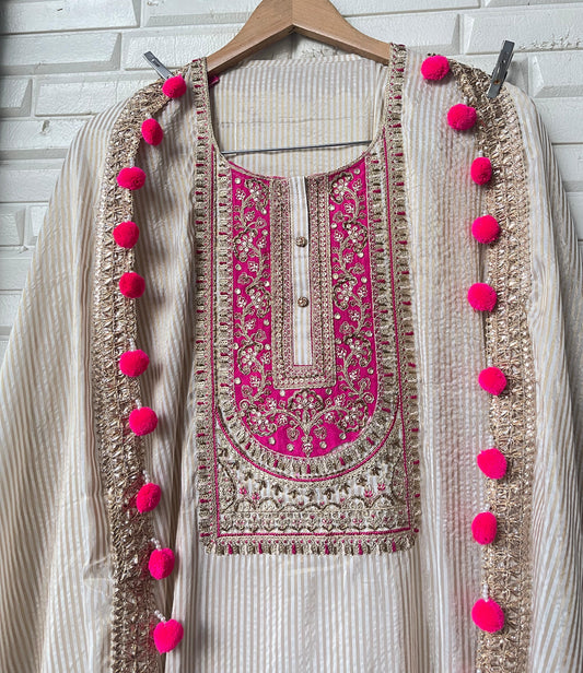 Banarasi shimmer silk unstitched ladies suit Rc17638