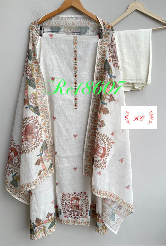 Linen Printed Unstitched Ladies Suit RC-18607 – view 2