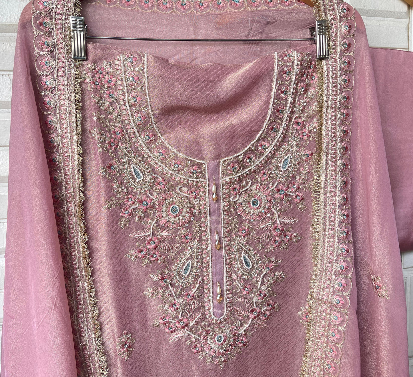 Pure banarasi shimmer silk unstitched ladies suit Rc17853 (c)