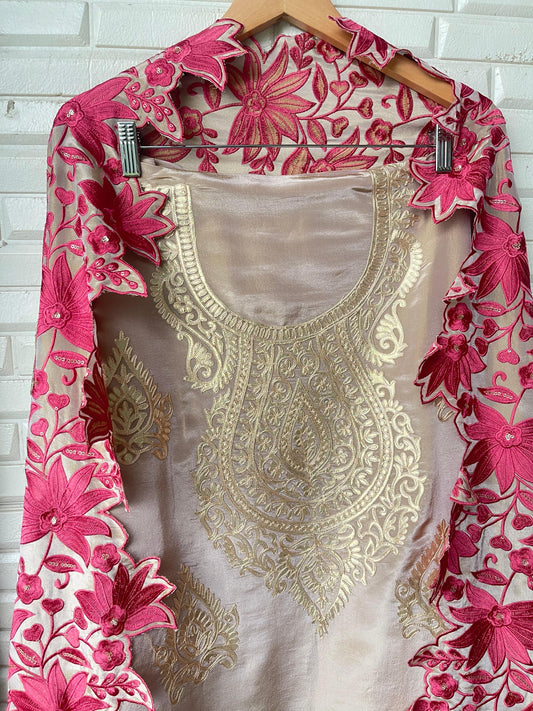 Pure shimmer silk unstitched ladies suit Rc17670