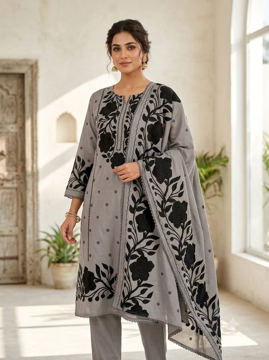 Mul chanderi printed ladies unstitched suit Rc19322 (a)
