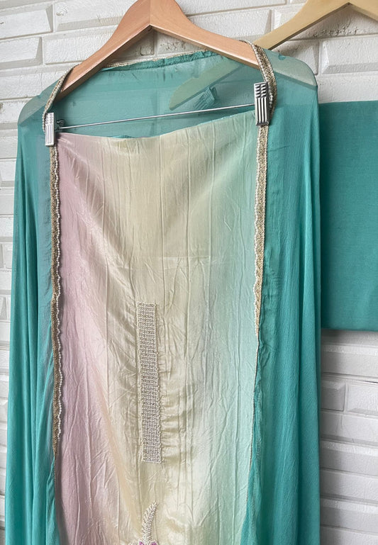 Jimmy choo shimmer glass organza unstitched ladies suit Rc17607 (a)