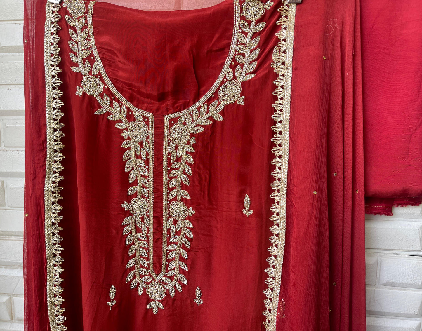 Organza silk unstitched ladies suit Rc17507