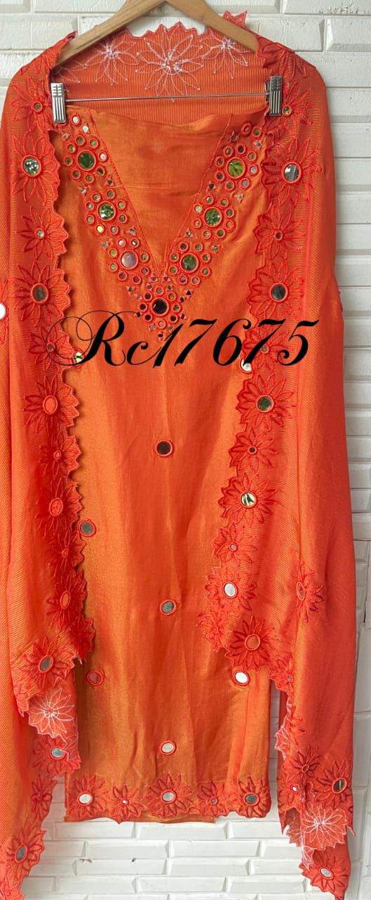 Self shimmer silk unstitched ladies suit Rc17675