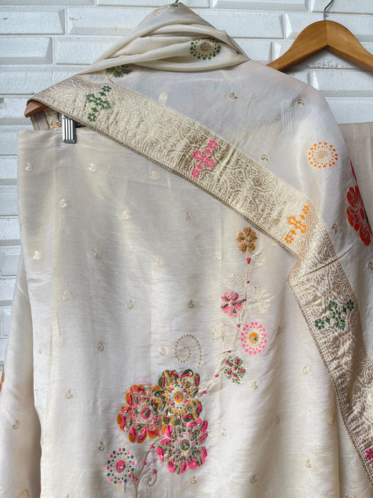 Shimmer banarasi silk unstitched ladies suit Rc17567