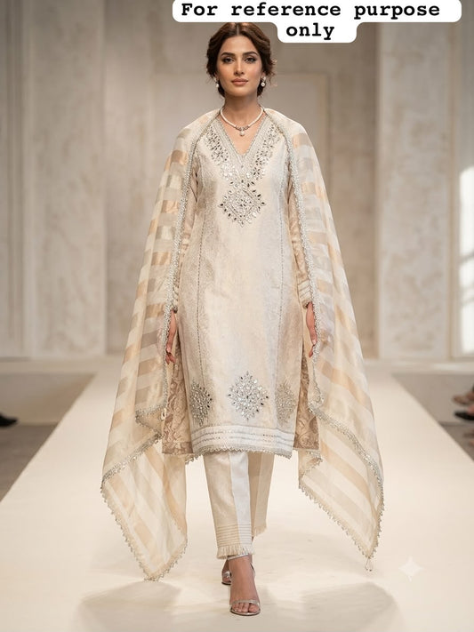 Pure self shimmer brocade silk unstitched ladies suit Rc19206