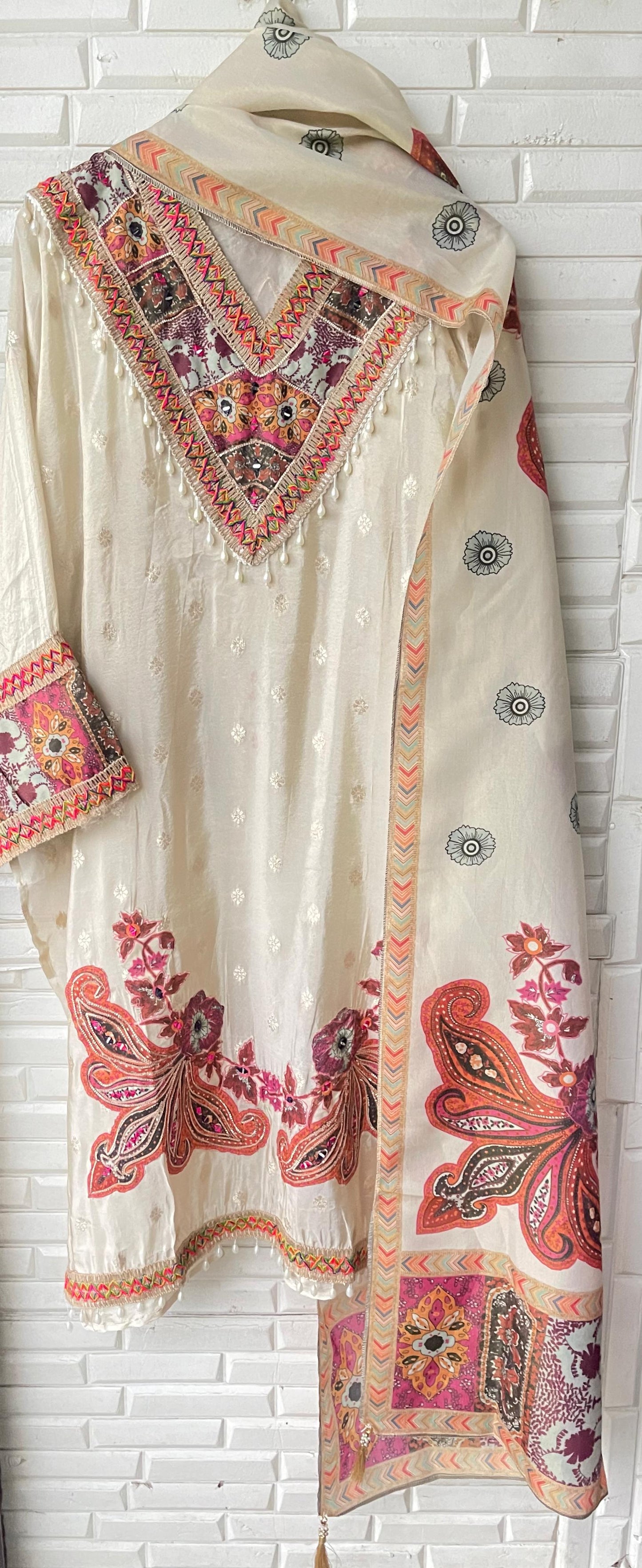 Banarasi shimmer silk unstitched ladies suit Rc17623