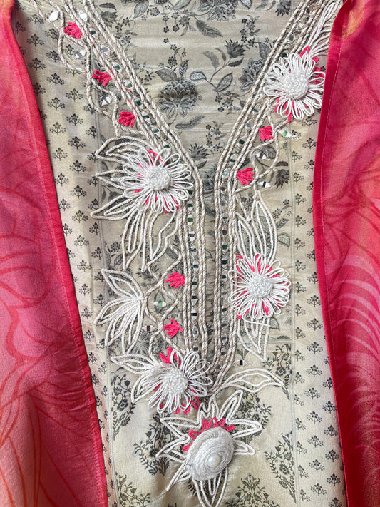 Shimmer silk unstitched ladies suit Rc17645