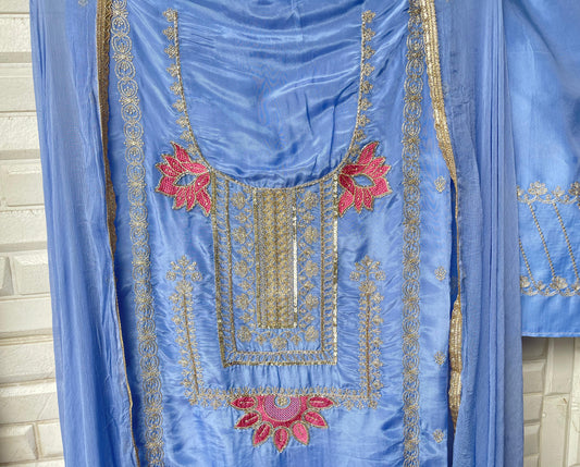 Glass organza unstitched ladies suit Rc17558