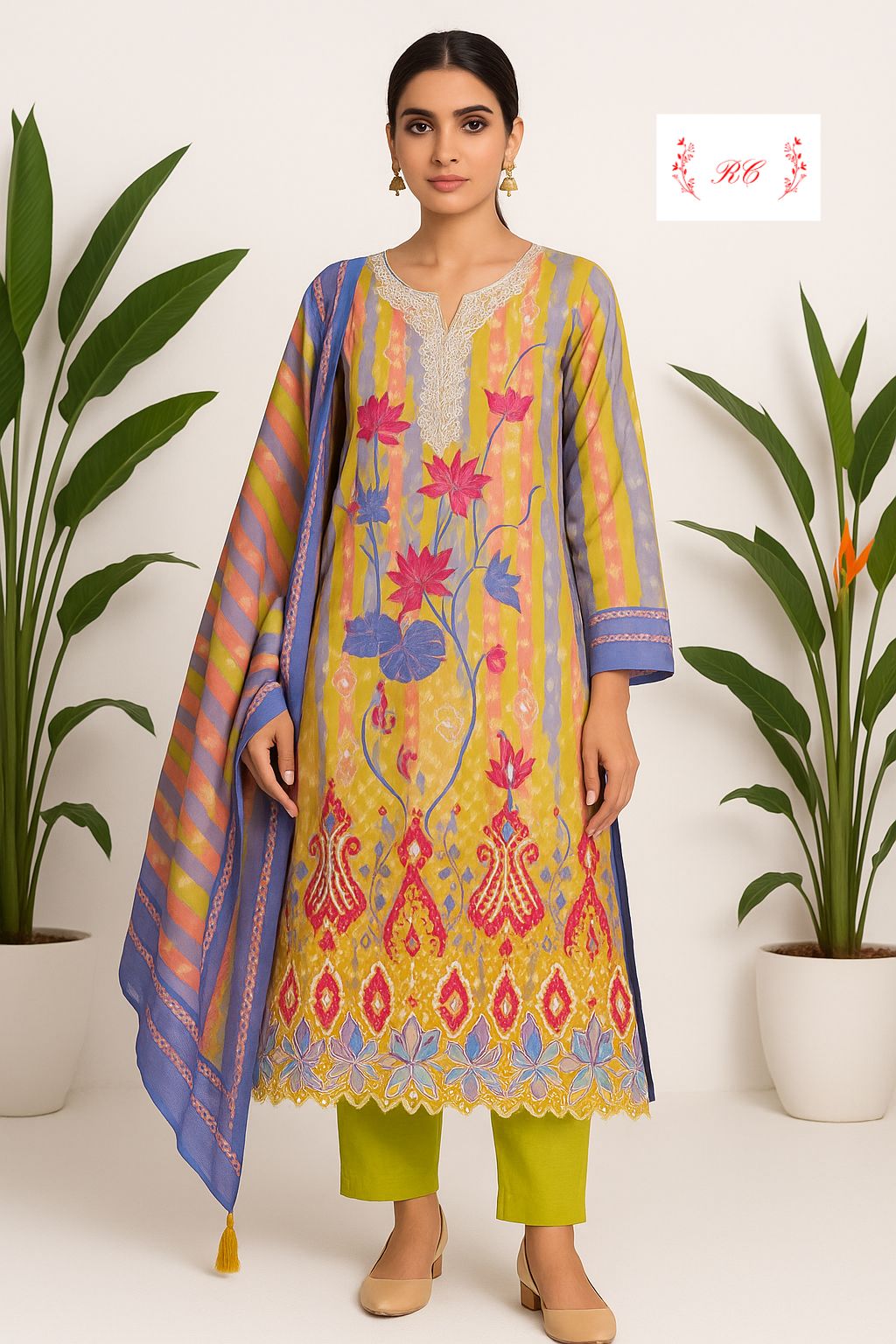 Cotton printed unstitched ladies suit Rc17585
