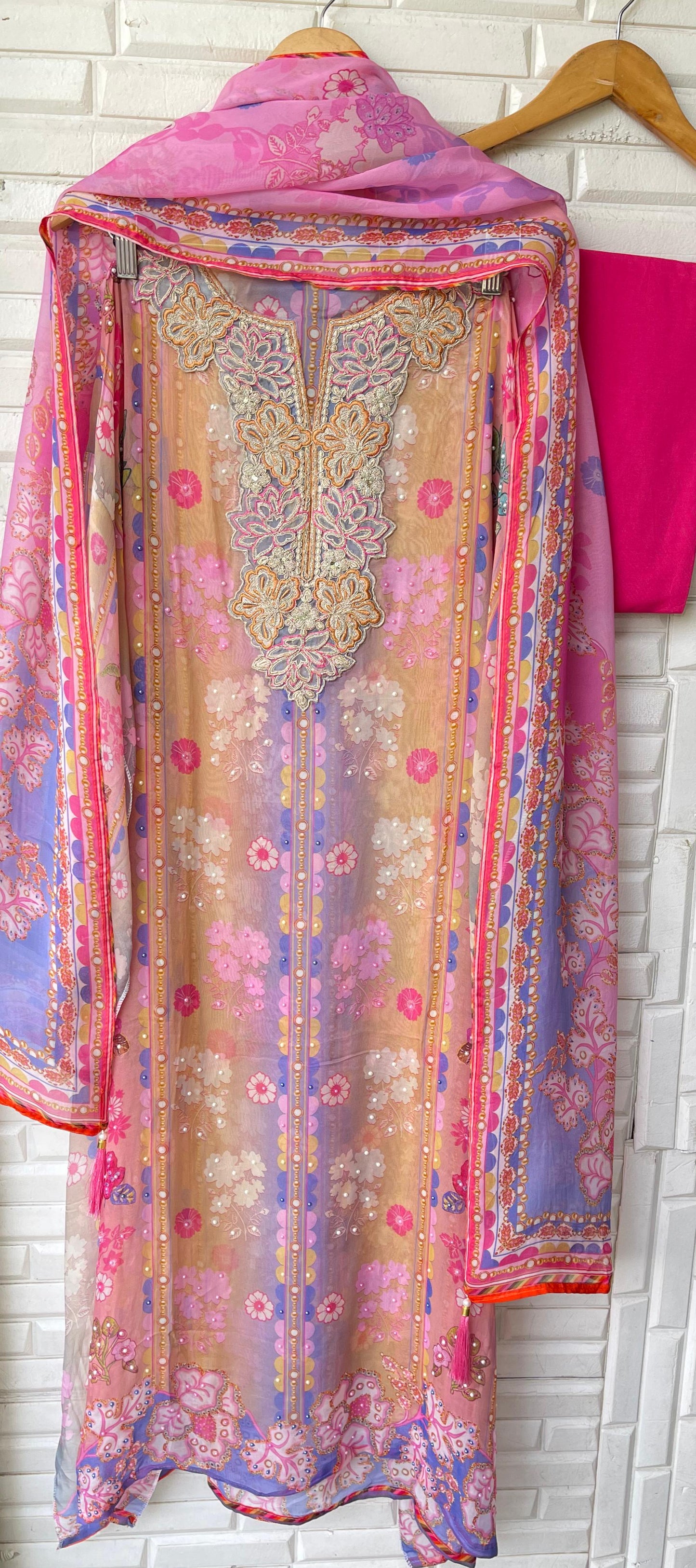 Organza unstitched ladies suit Rc17597