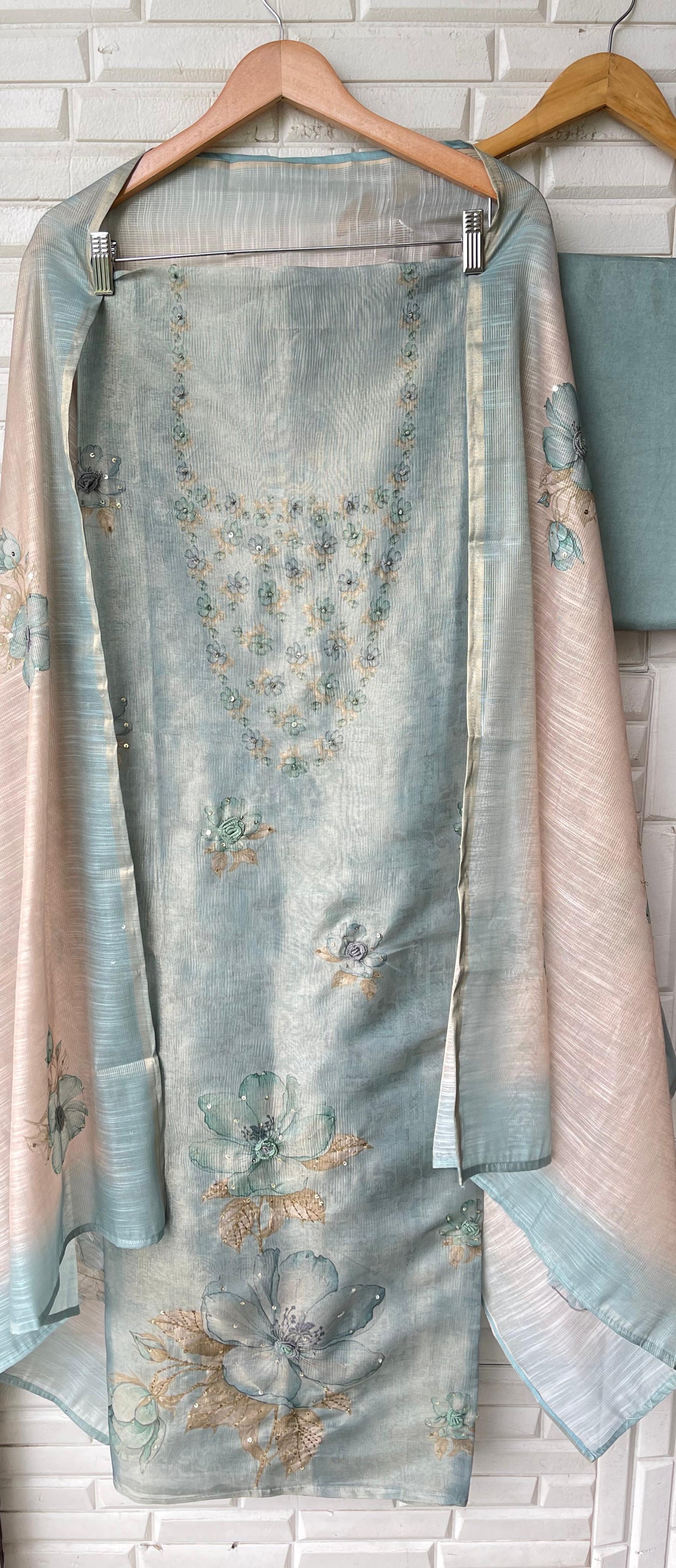 Self shimmer linen unstitched ladies suit Rc17486