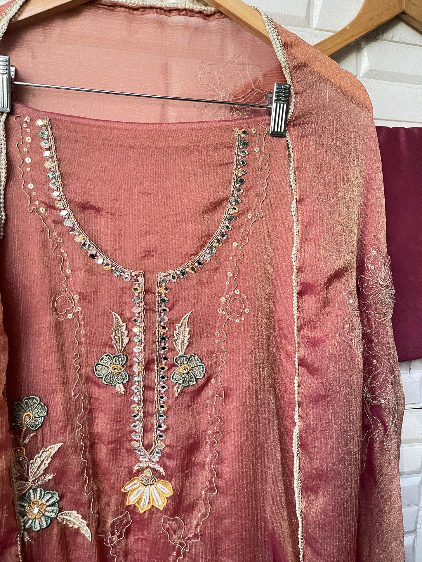 Self crushed shimmer chinon unstitched ladies suit Rc17788 (c)