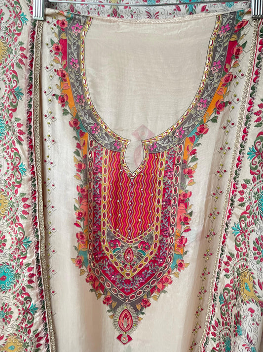 Muslin silk unstitched ladies suit Rc17355