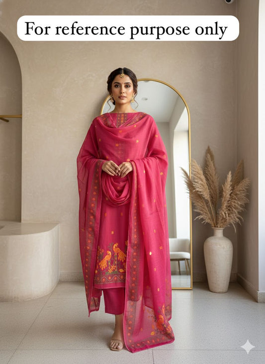 Mul chanderi weaved unstitched ladies suit Rc18383