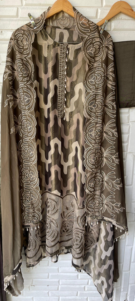 Shimmer silk unstitched ladies suit Rc17753