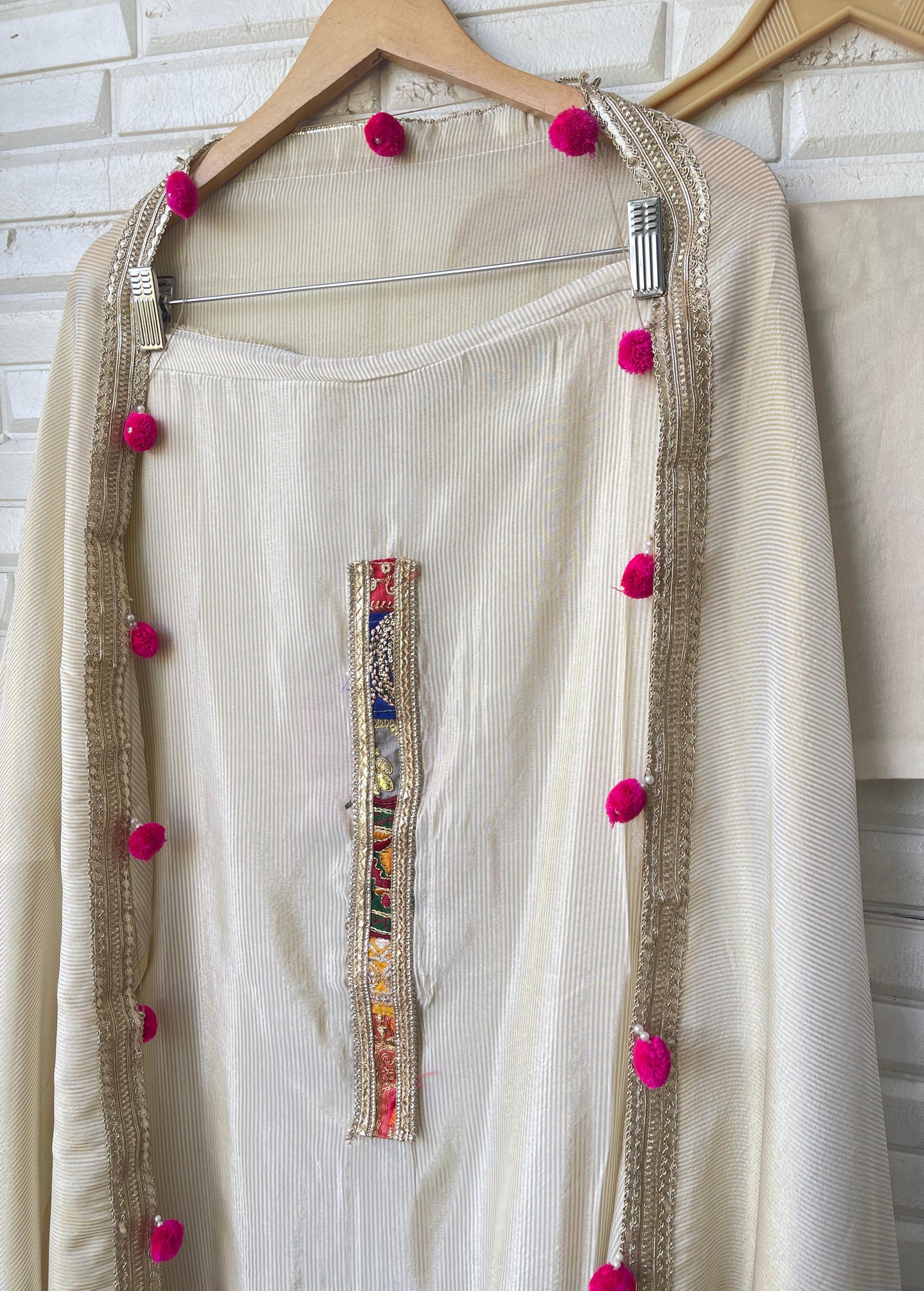 Banarasi shimmer silk unstitched ladies suit Rc17824