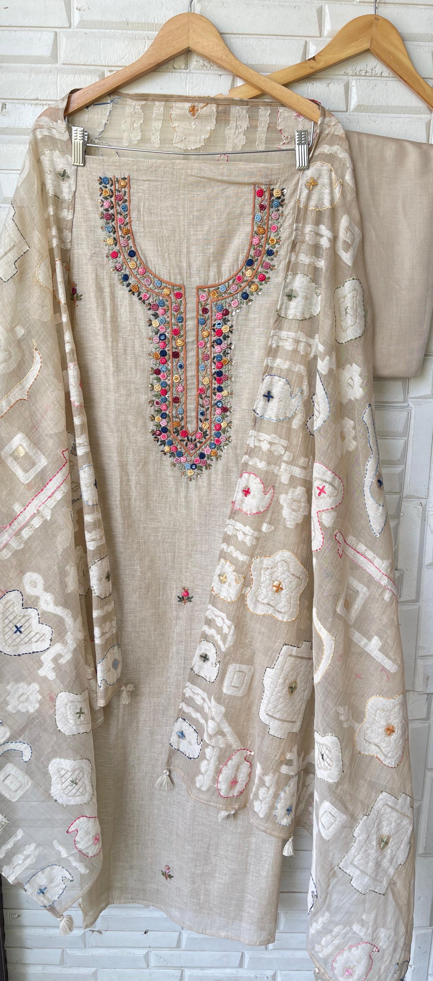 Linen fabric unstitched ladies suit Rc17813