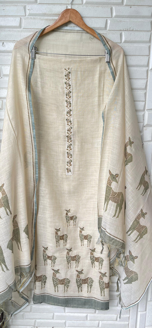 Shimmer linen unstitched ladies suit Rc17285