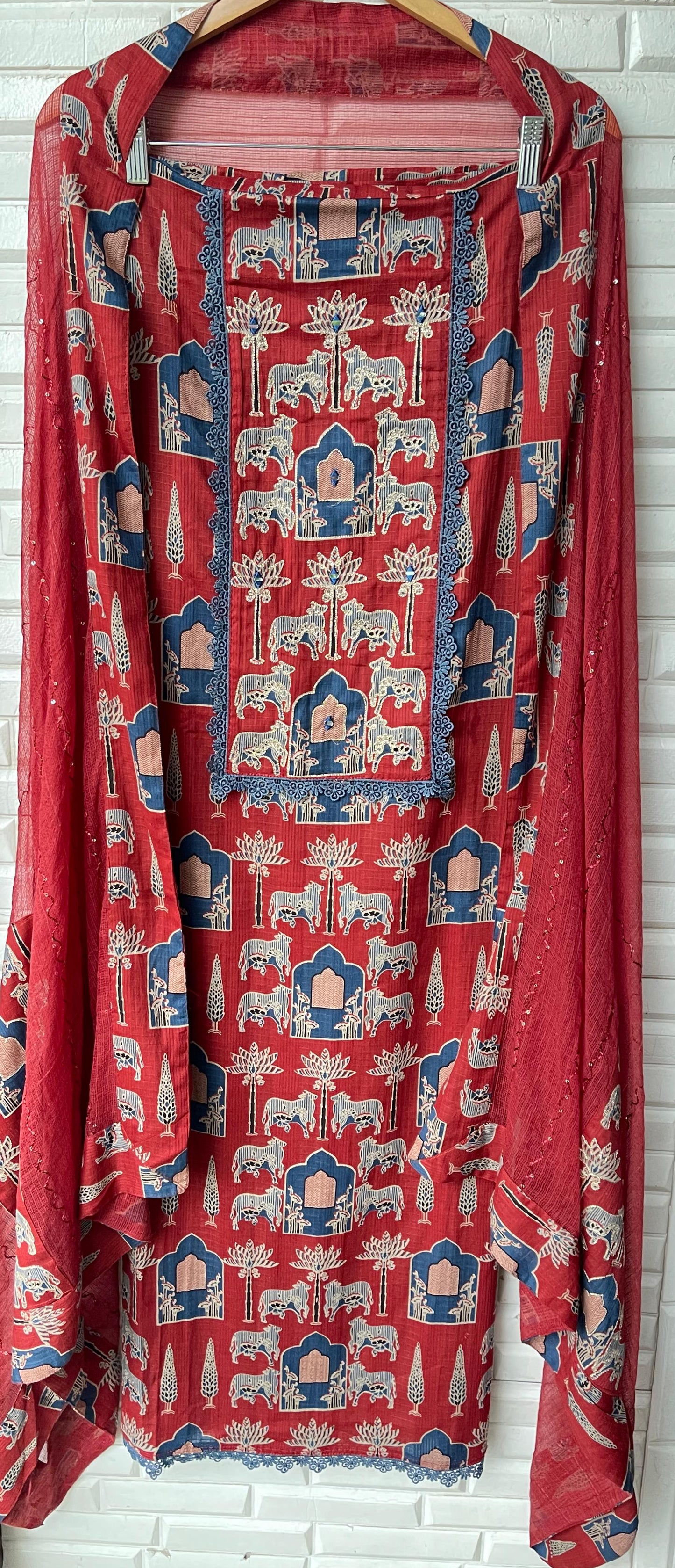 Self linen cotton unstitched ladies suit Rc17549 (a)