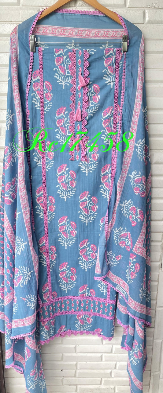 Cotton unstitched ladies suit Rc17458