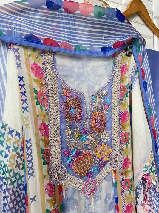 Organza unstitched ladies suit Rc17641