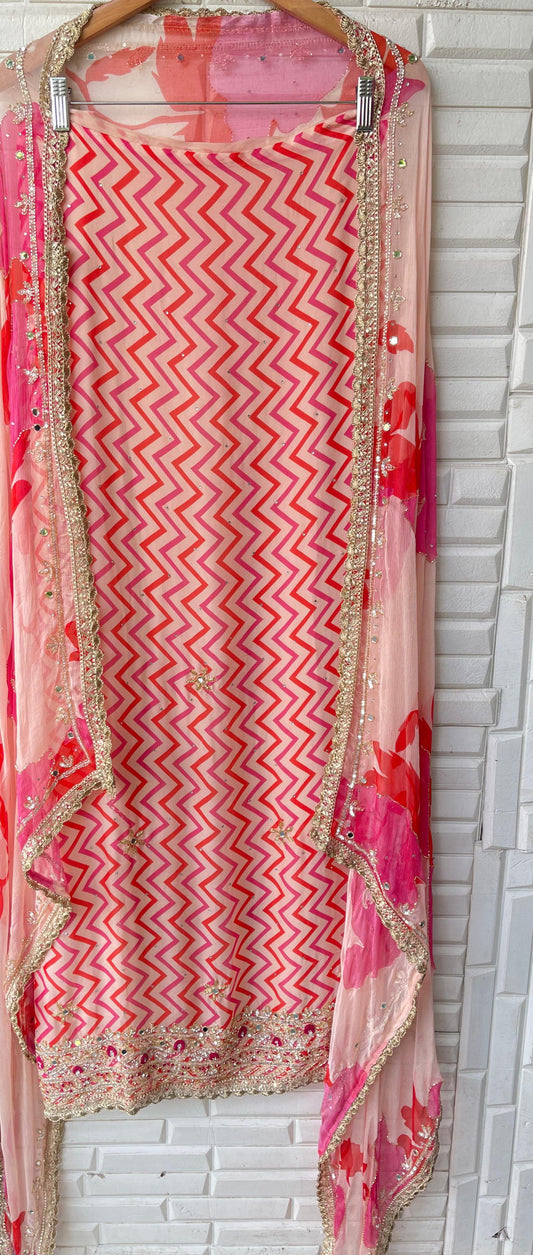 Organza unstitched ladies suit Rc17367