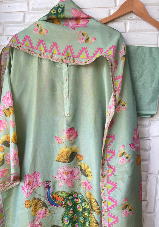 Shimmer silk unstitched ladies suit Rc17823