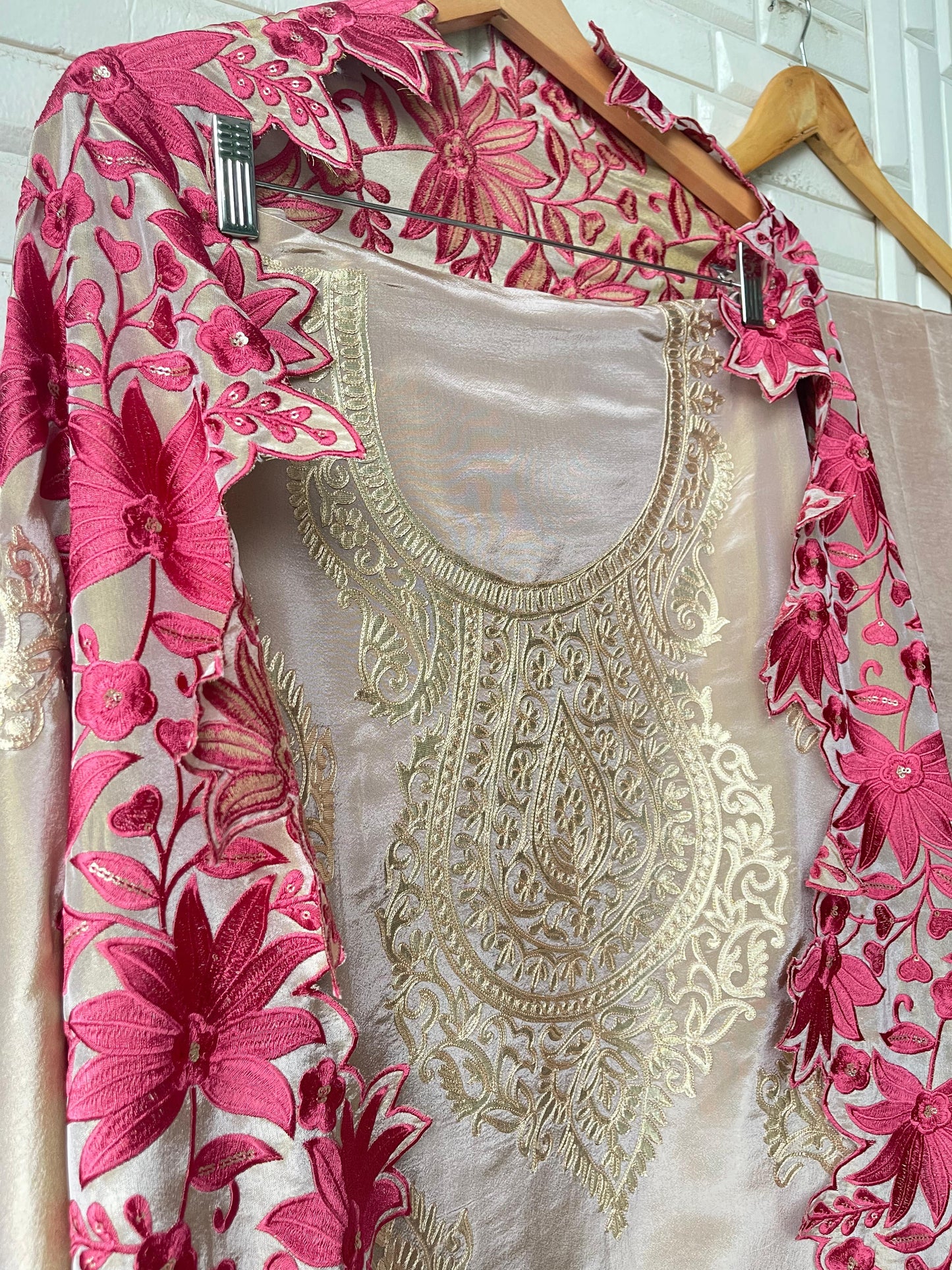 Pure shimmer silk unstitched ladies suit Rc17670