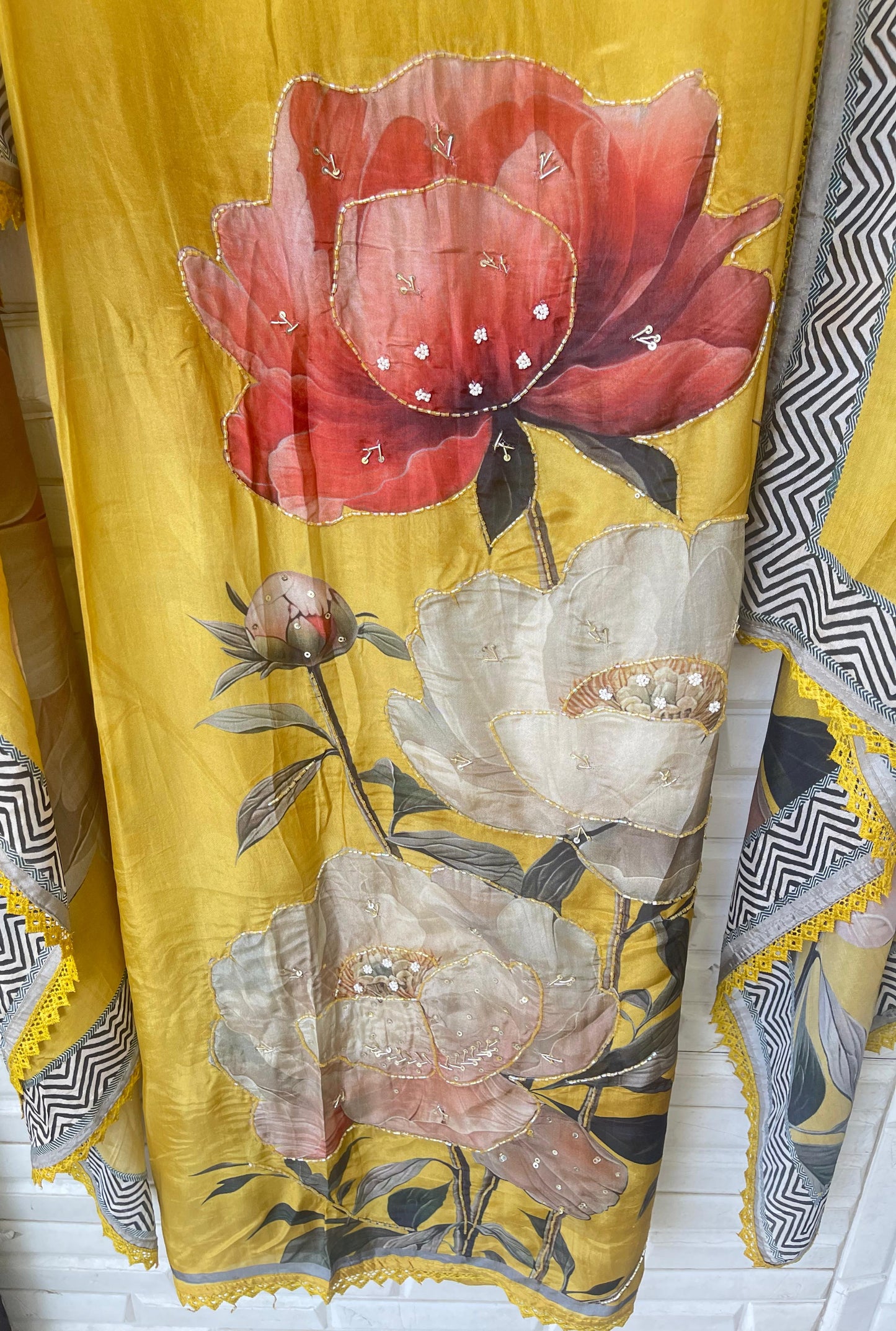 Crape satin unstitched ladies suit Rc17830 (b)