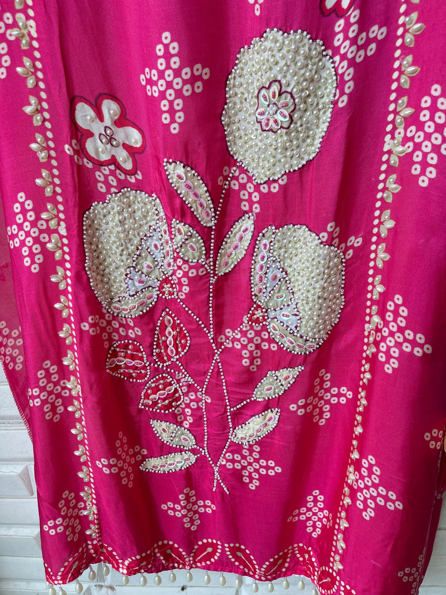 Crape satin unstitched ladies suit Rc17750