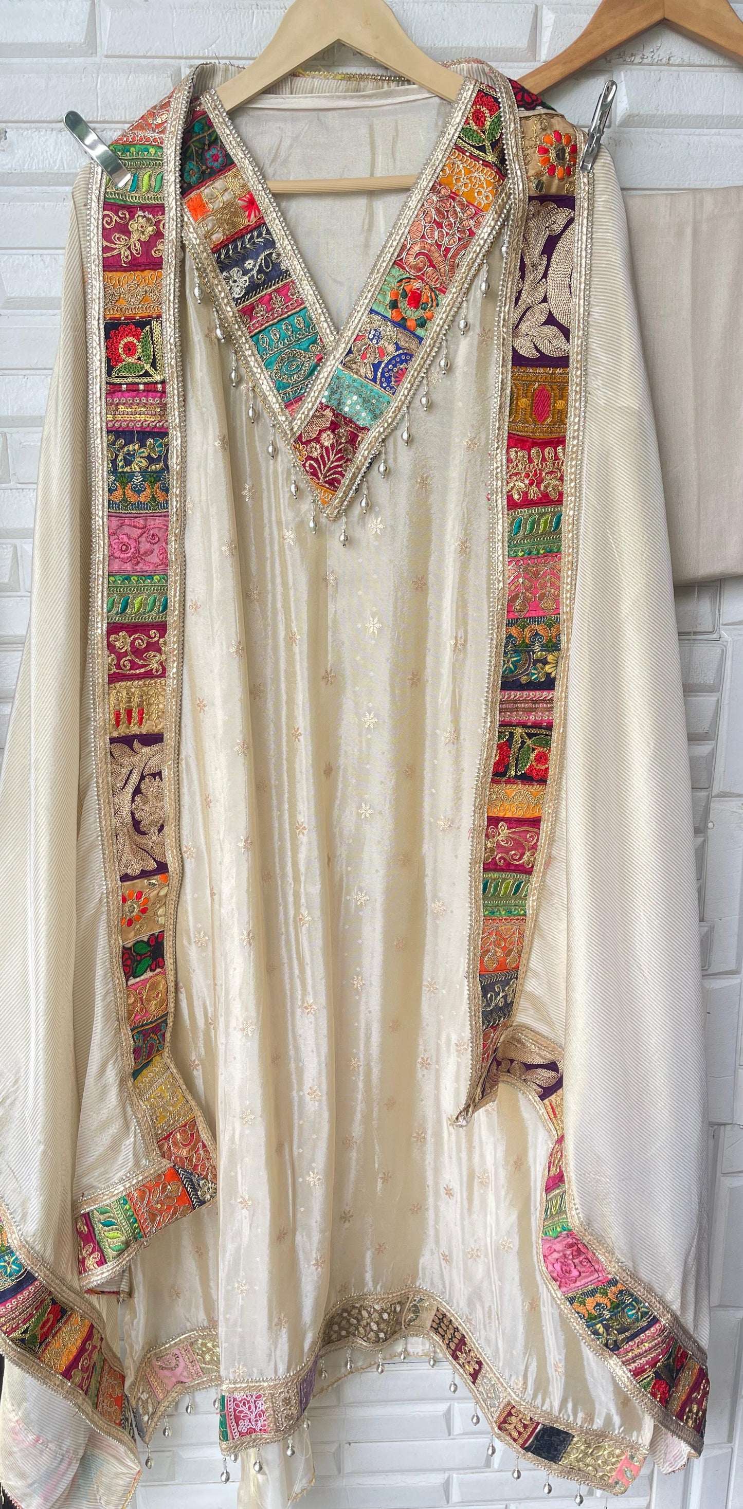 Shimmer silk semi stitched ladies suit Rc17569