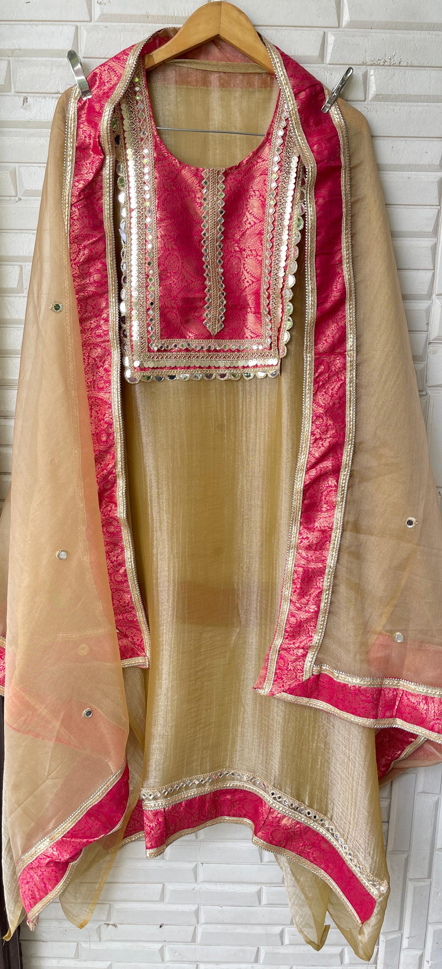 Crushed shimmer tissue unstitched ladies suit Rc17763 (a)