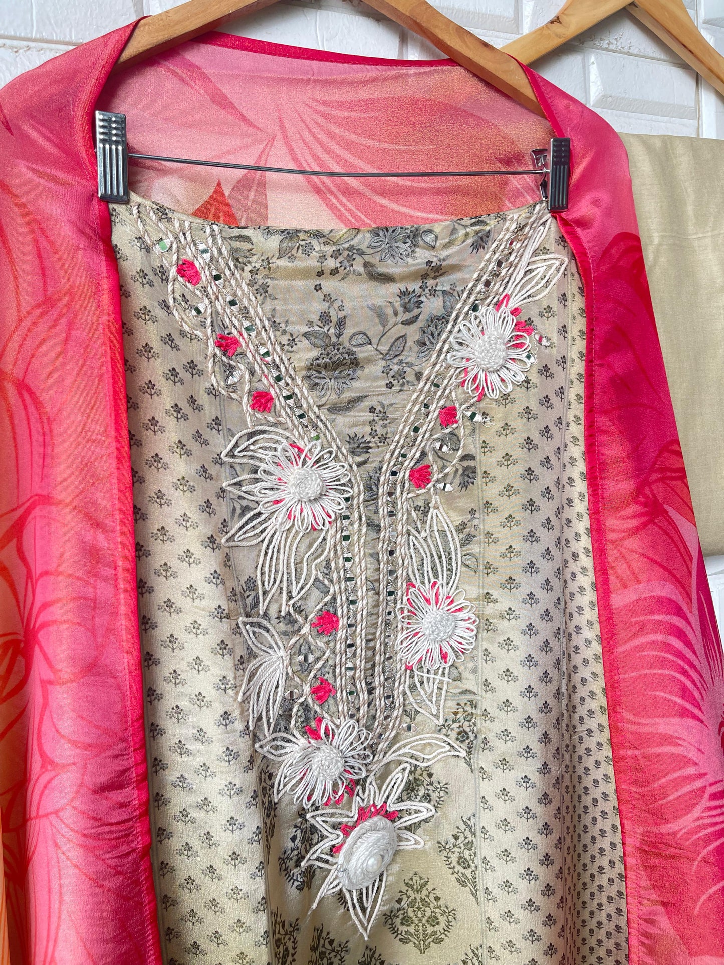Shimmer silk unstitched ladies suit Rc17645