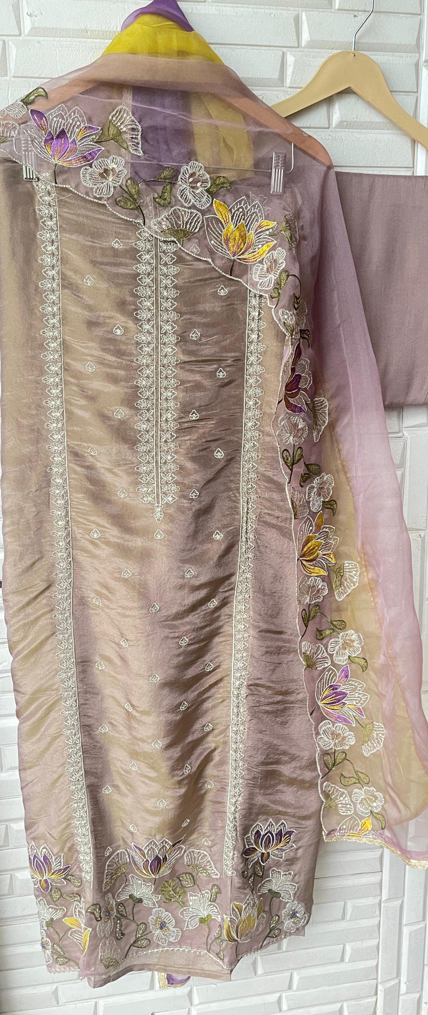 Shimmer silk unstitched ladies suit Rc17605