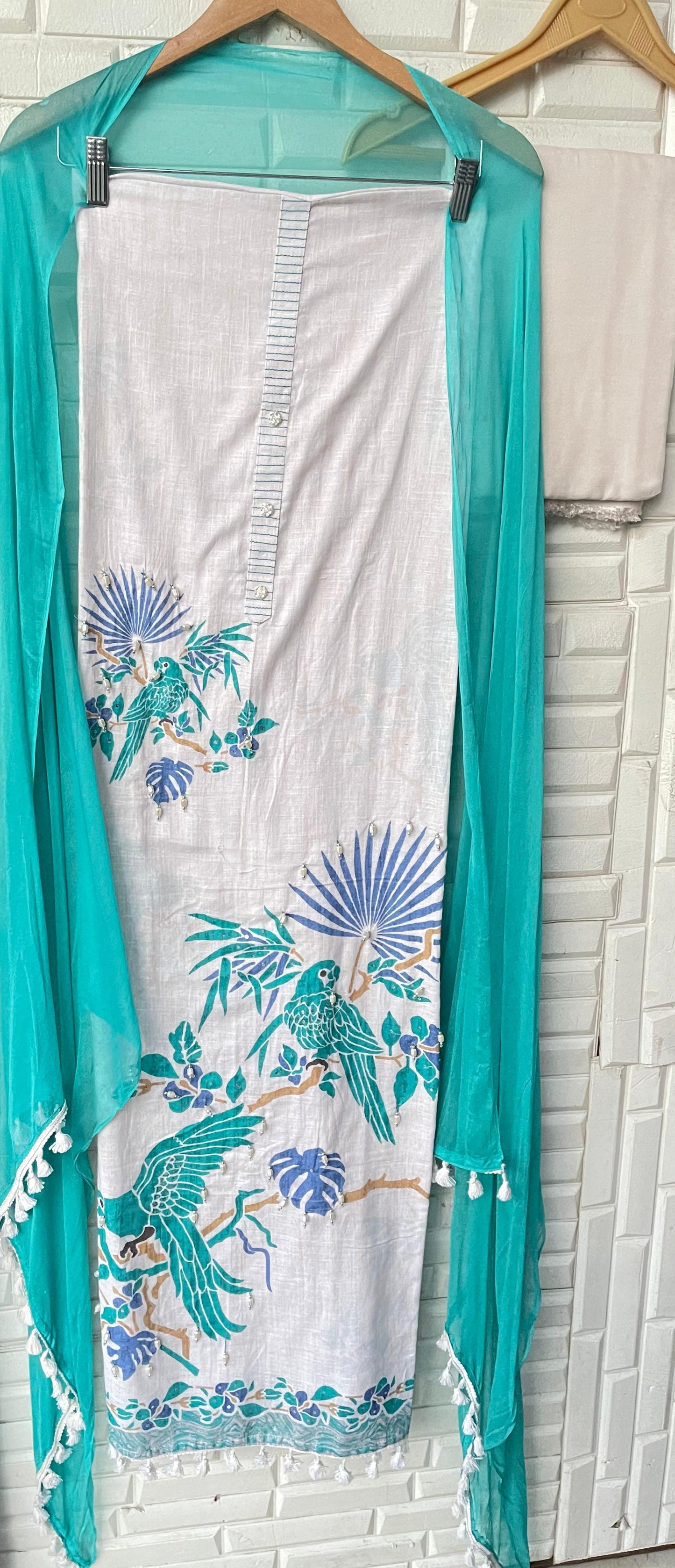Cotton linen unstitched ladies suit Rc17421