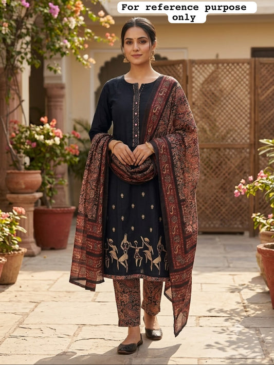 Worli art inspired cotton ladies unstitched suit Rc19082 (b)