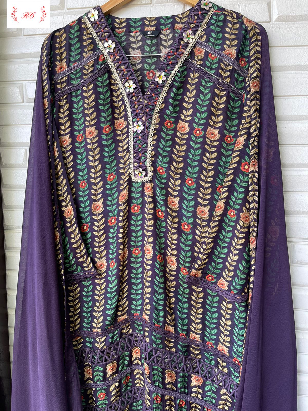 Muslin readymade ladies suit Rc 14445